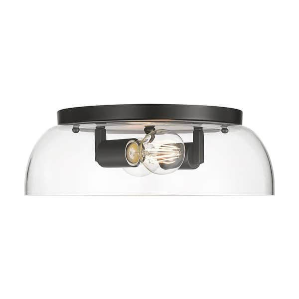 slide 2 of 11, Golden Lighting 3602-14 CLR Duncan 2 Light 14" Wide Flush Mount Matte Black / Clear