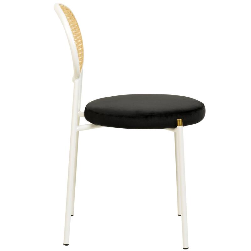 LeisureMod Euston Set of 4 Velvet Modern Dining Chair - Wicker Back Accent Chair for Home Living Room & Kitchen