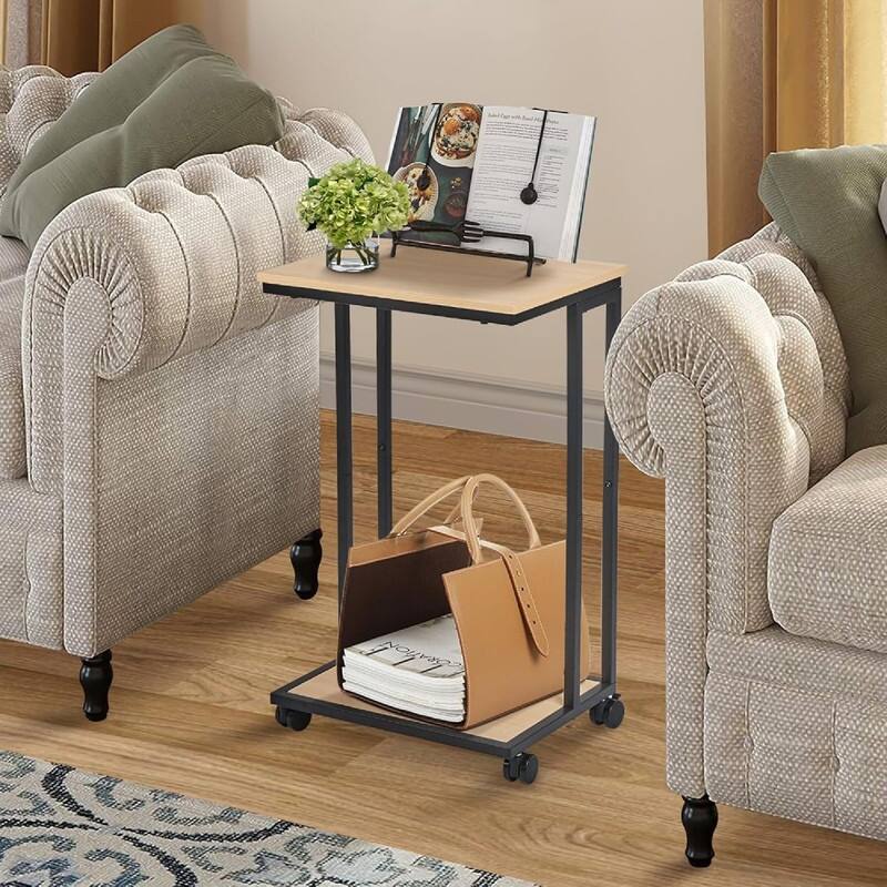 C-Shaped End Table for Couch - 15.3"D x 11.4"W x 25.1"H