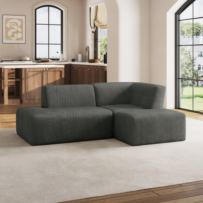 Corduroy Fully Sponge Molded Modular Sectional Sofa with Ottoman