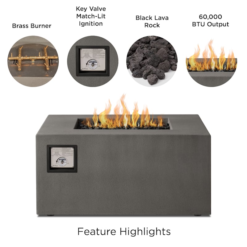 Provo Casual Square Natural Gas Fire Table in Carbon by Jensen Co - 40 x 40 x 19