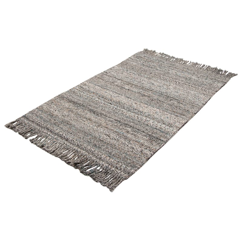 ECARPETGALLERY Braid weave Sienna Dark Grey Wool Rug - 5'1 x 8'1