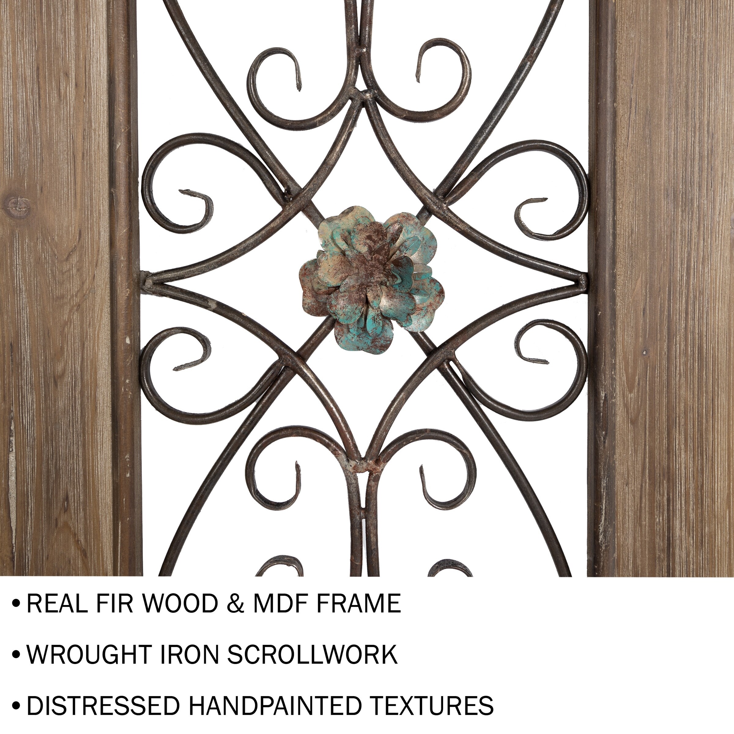 50 Decorative Metal Wood Door Panel Iron Scrollwork In A Rustic Wood Door Style Frame By Hastings Home Overstock 32516635