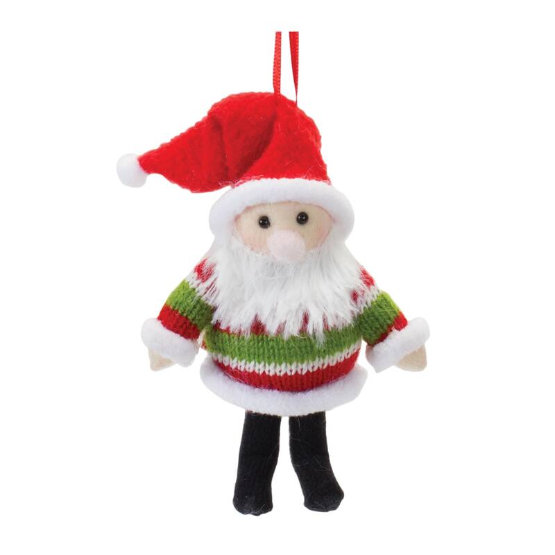 Plush Santa and Moose Christmas Ornaments - 5.25" - Set of 12