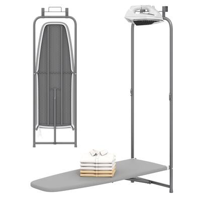 Over The Door Foldable Ironing Board with Iron Holder Space Saving Laundry Room Organizer - 42” x 17” x 50”