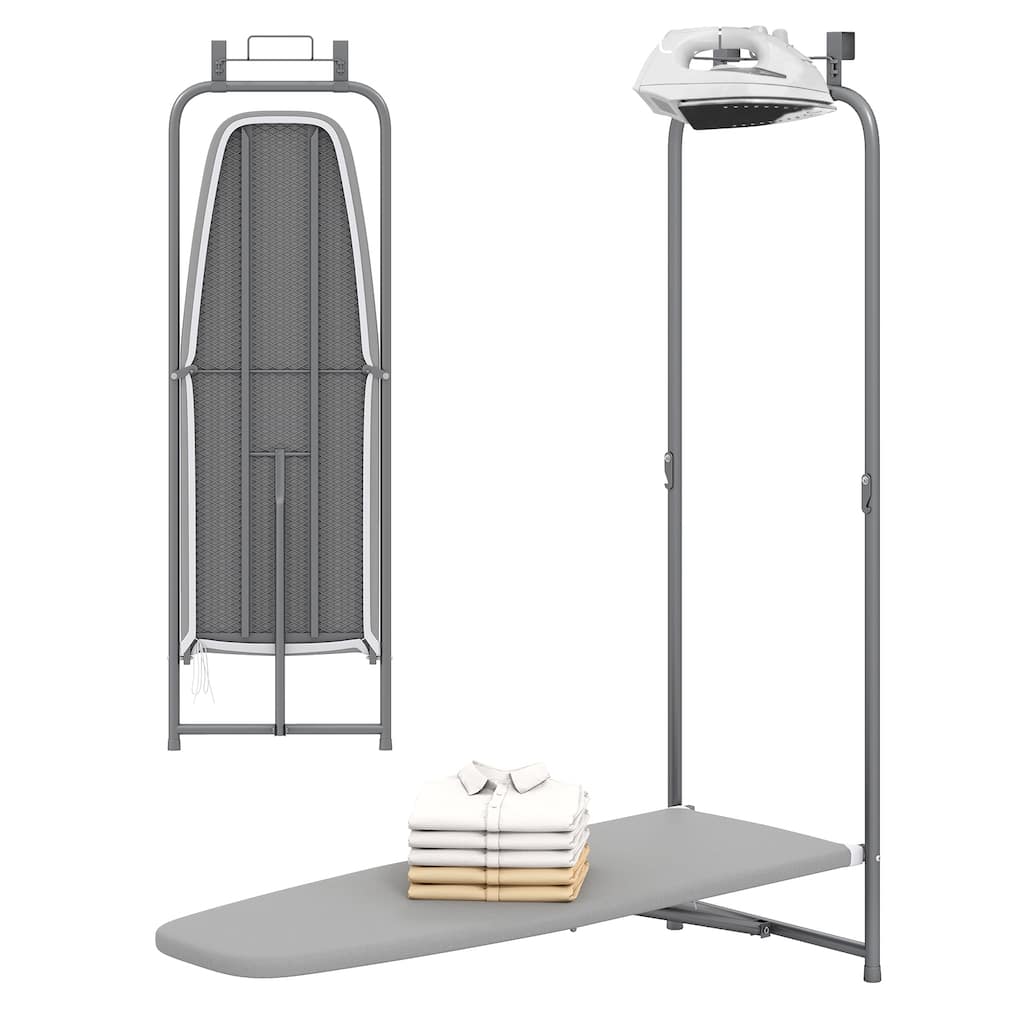 Over The Door Foldable Ironing Board with Iron Holder Space Saving Laundry Room Organizer - 42” x 17” x 50”