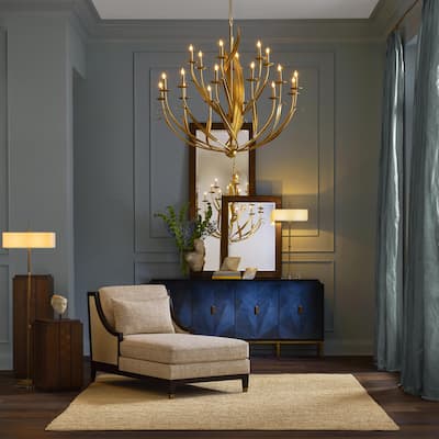 Currey & Company Caldwell Brass Table Lamp - 34.5"h x 16"w x 8"d