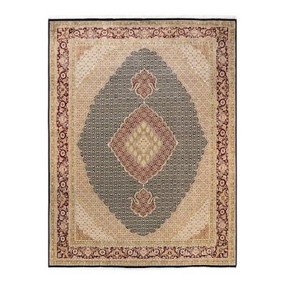 Overton Hand Knotted Wool Vintage Inspired Traditional Mogul Black Area Rug - 9 x 12