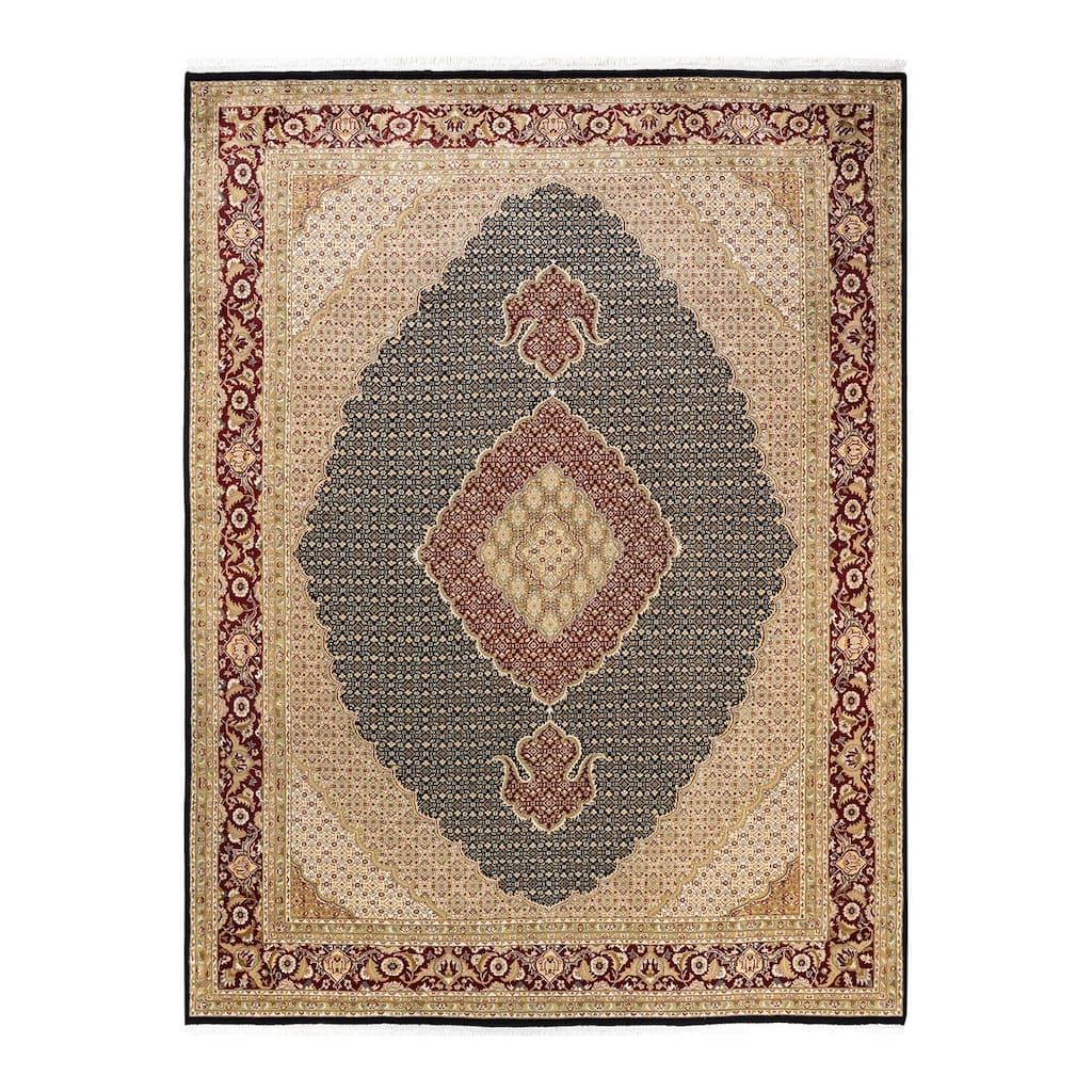 Overton Hand Knotted Wool Vintage Inspired Traditional Mogul Black Area Rug - 9 x 12