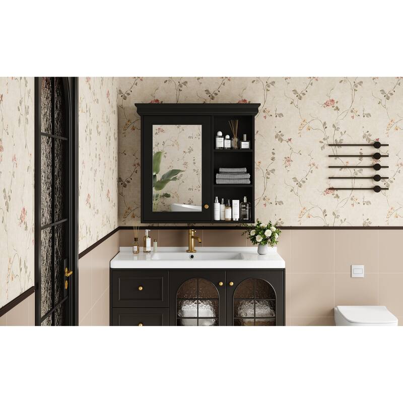 Bathroom Medicine Cabinet with Mirror Door, Bathroom Wall Cabinet with Adjustable Internal Shelf, Over Toilet Storage Cabinet