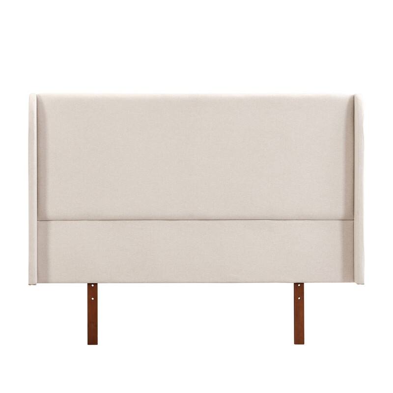 Solid Dry Bamboo Wood 12 Inch Platform Bed, with Bamboo Frame Upholstered Adjustable Headboard