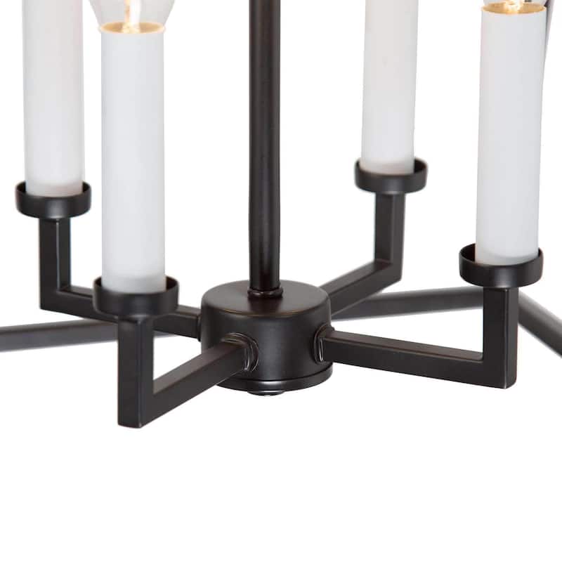 Modern Black 4-Light Lantern Chandelier Island Light for Kitchen Island - L17.5"*W17.5"*H20"