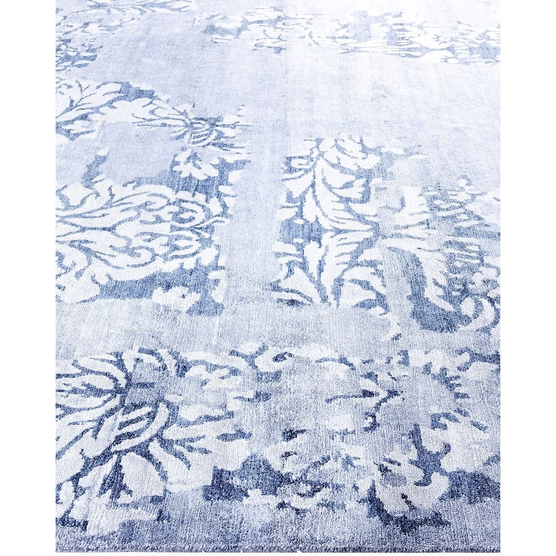 Modern One-of-a-Kind Hand-Knotted Area Rug, Blue - 9' 2" x 12' 3"