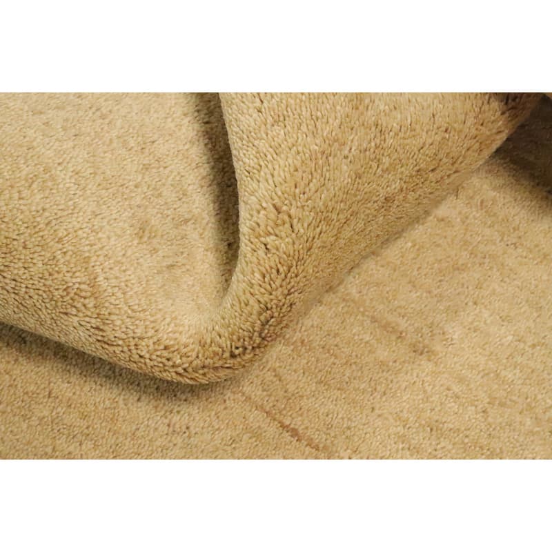 Hand Knotted Oriental 100% Wool Carpet Modern Bordered Beige & Ivories Gabbeh Area Rug - 6' 0'' X 4' 1''