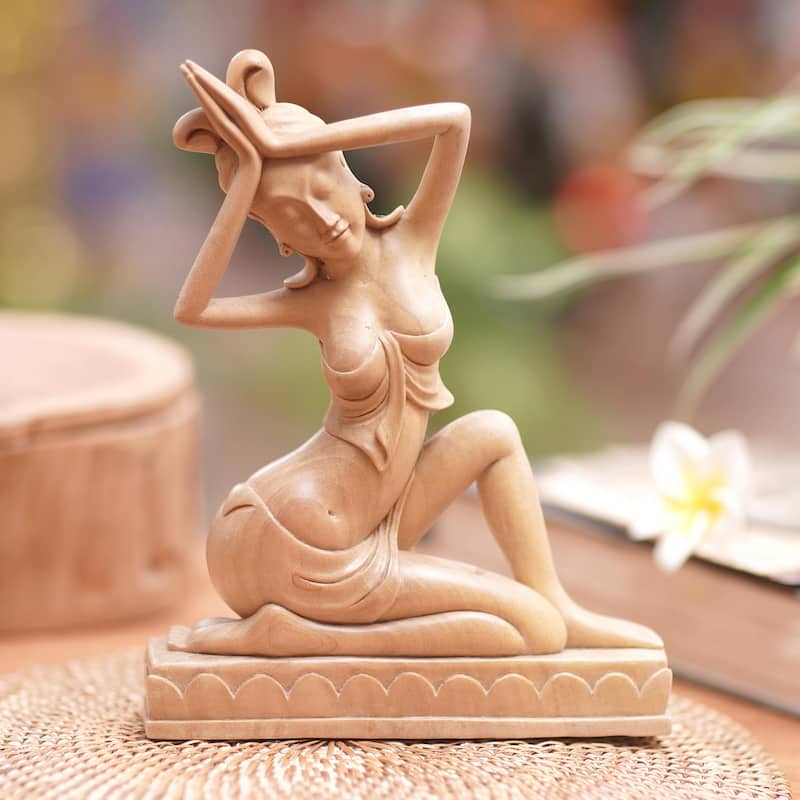 Novica Handmade Praying Lady Wood Sculpture