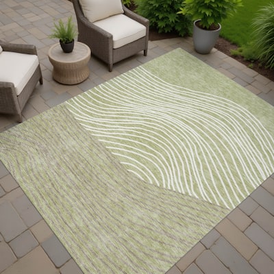Machine Washable Indoor/ Outdoor Modern Arches Chantille Rug