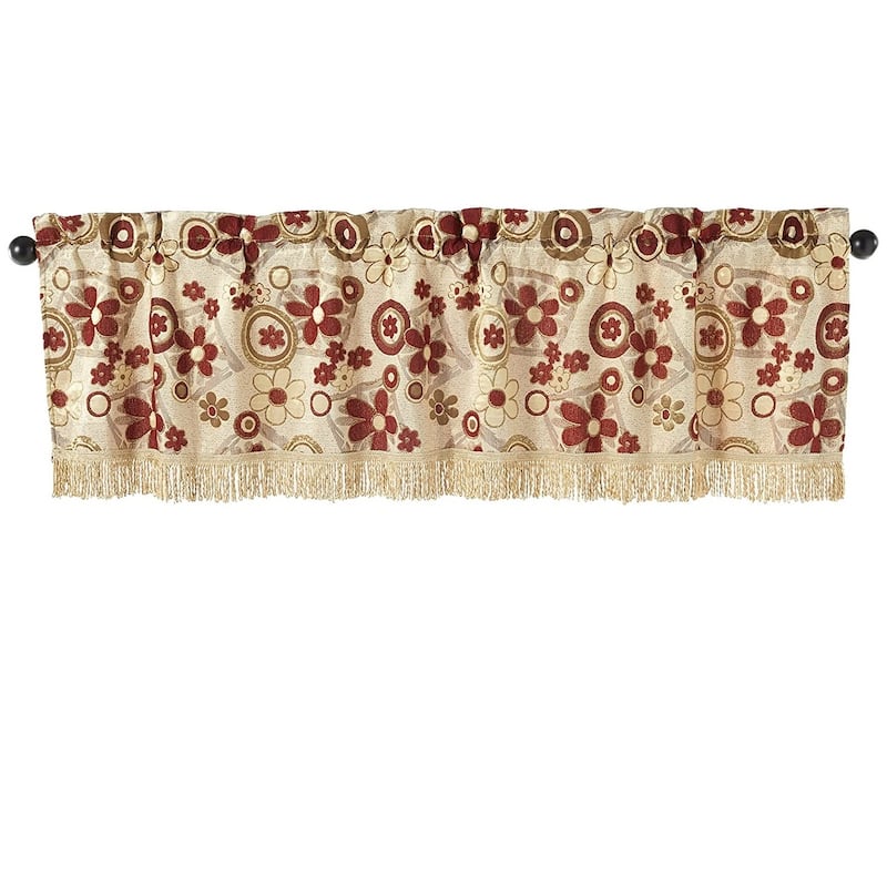 Violet Linen Victoria Chenille Daisy Sunflower, Polyester Jacquard Chenille, 60" x 15", Straight, Rod Pocket Curtain Valance