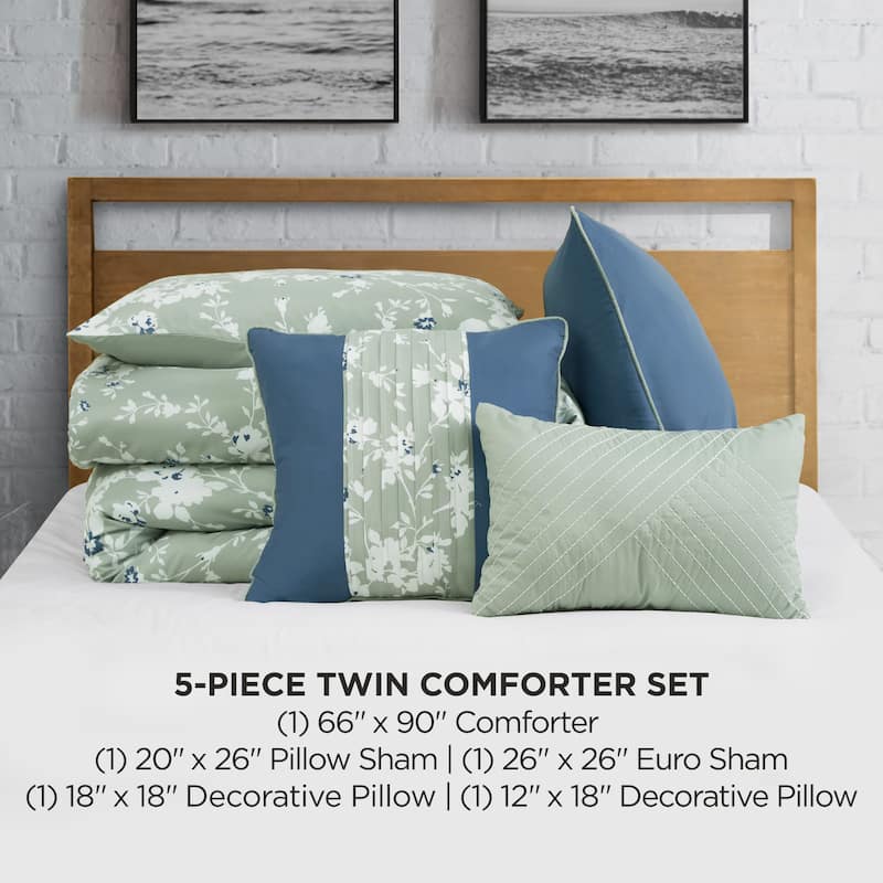 Lucky Brand Fianna Reversible Floral Luxury Comforter Bedding Set