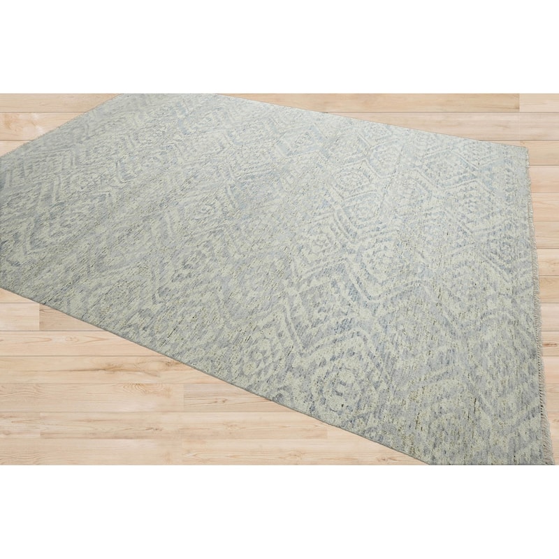 Hand Knotted All-Over Gray Oushak Wool Transitional Oriental Area Rug