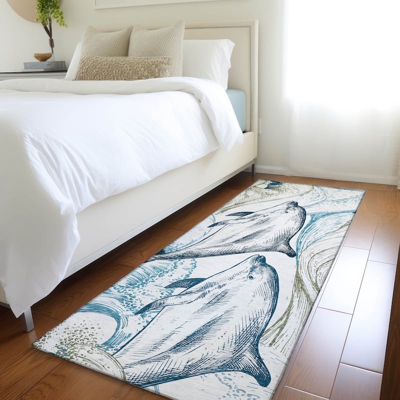Premium Washable Super Soft Coastal Sealife Mayfield Rug - Ivory - 2' 3" x 7' 6" - Runner