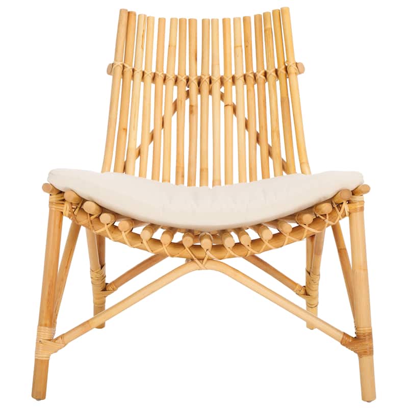 SAFAVIEH Eisley Boho Coastal Solid Wood Accent Chair with Cushion - 30"W x 31"D x 33"H
