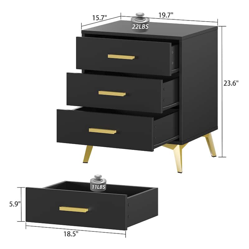 23.6'' Tall 3 - Drawer Nightstand End Table Beside Table Spray Paint