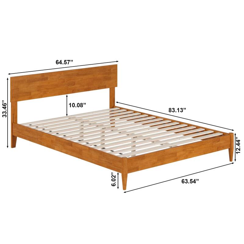 Modern Platform Bed - Low Profile Wood Bed Frame with USB Charger & Adjustable Headboard