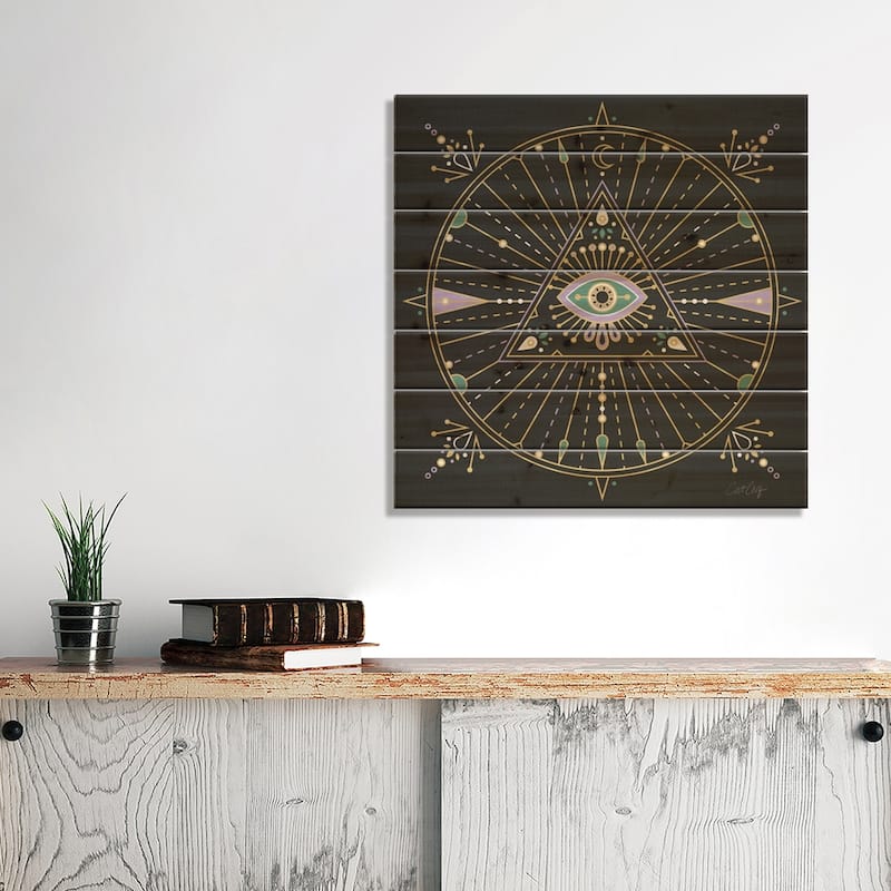 Evil Eye Mandala I Print On Wood by Cat Coquillette - Multi-Color