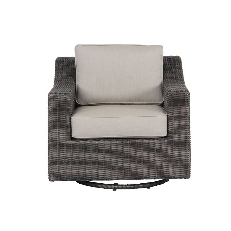 Jarrow Wicker Swivel Lounge Chair, Brown/ Gray