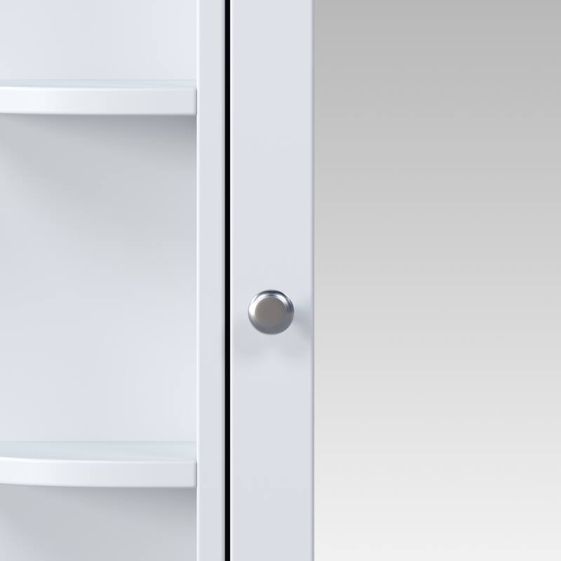 Bathroom Wall Storage Cabinet with Mirror, with Adjustable Wood Shelf & Doors, Mounted Storage Cabinets with 6 Open Shelves