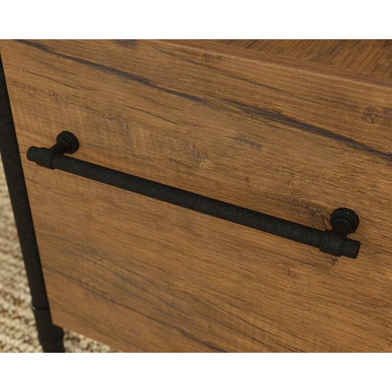 Iron City L Desk Checked Oak