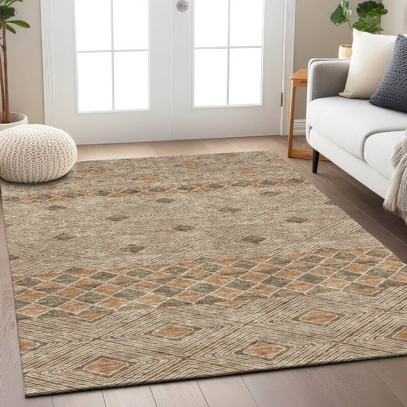 Machine Washable Indoor/ Outdoor Chantille Boho Moroccan Rug