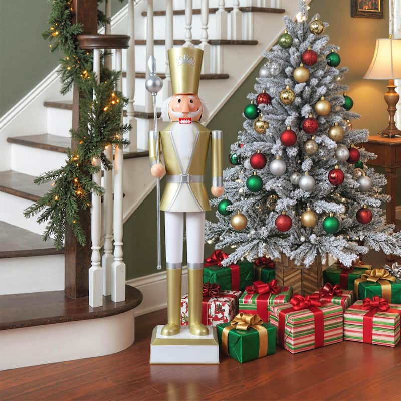 Costway 4’ Christmas Nutcracker with High Hat & Beautiful Scepter, - See Details