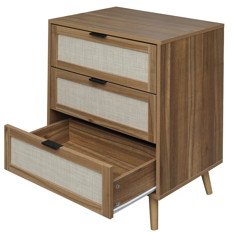 Modern Natural Rattan Shoe Rack Storage Cabinet for Entryway