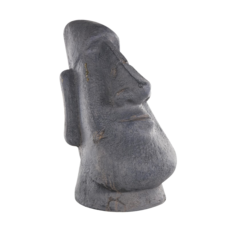 Magnesium Oxide People Distressed Textured Easter Island Head Indoor Outdoor Planter - Black - Roche River Decor