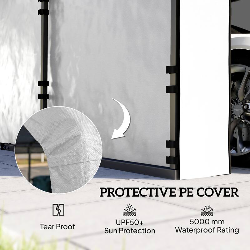 Outsunny Carport Replacement Sidewall Panels Set of 4 for 12' x 20' Carports, UPF50+ Waterproof PE Tarp Replacement Cover