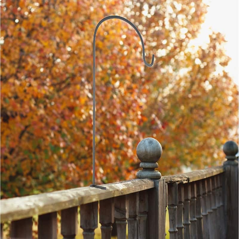 Achla Designs Deck Rail Shepherd's Pole With Adjustable Height, 41,5 Inch Tall, Black Powder Coat Finish