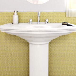 11.5 x 12.25 White SomerTile FXLMPW Retro Penni Porcelain Floor and Wall Tile