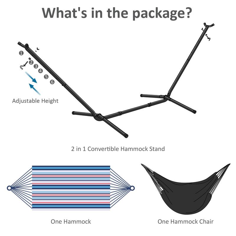 10.7 ft. 2-Person Brazilian-Style hammock with Stand - Convertible