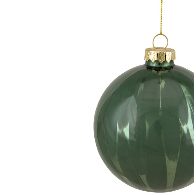 Shiny Brush Stroke Glass Christmas Ball Ornament - 4" - Green
