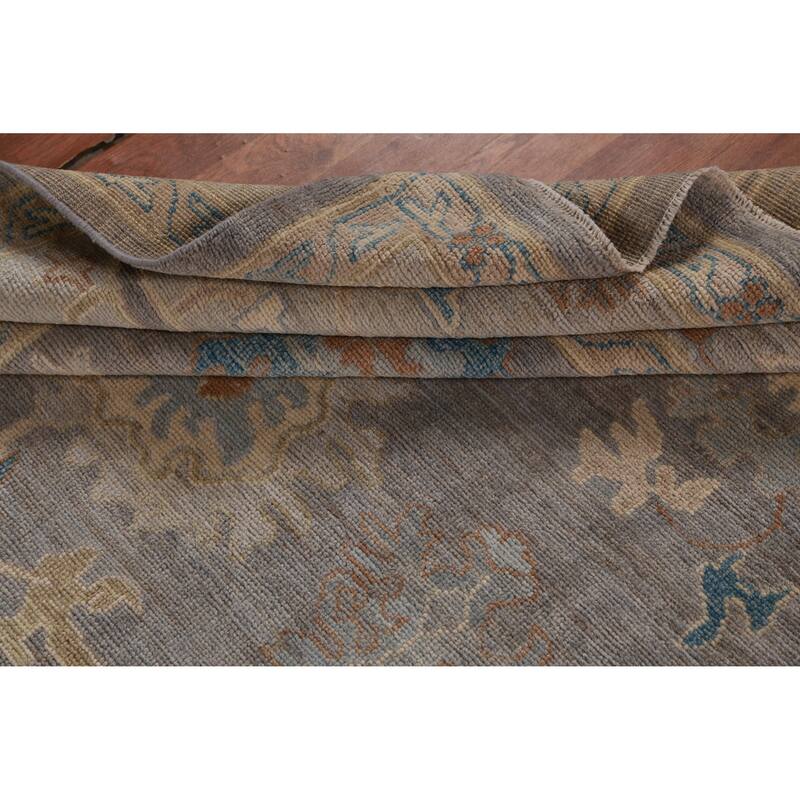 Hand Knotted Oriental 100% Wool Carpet Transitional All-Over Greys & Charcoal Oushak Area Rug - 9' 9'' X 8' 3''