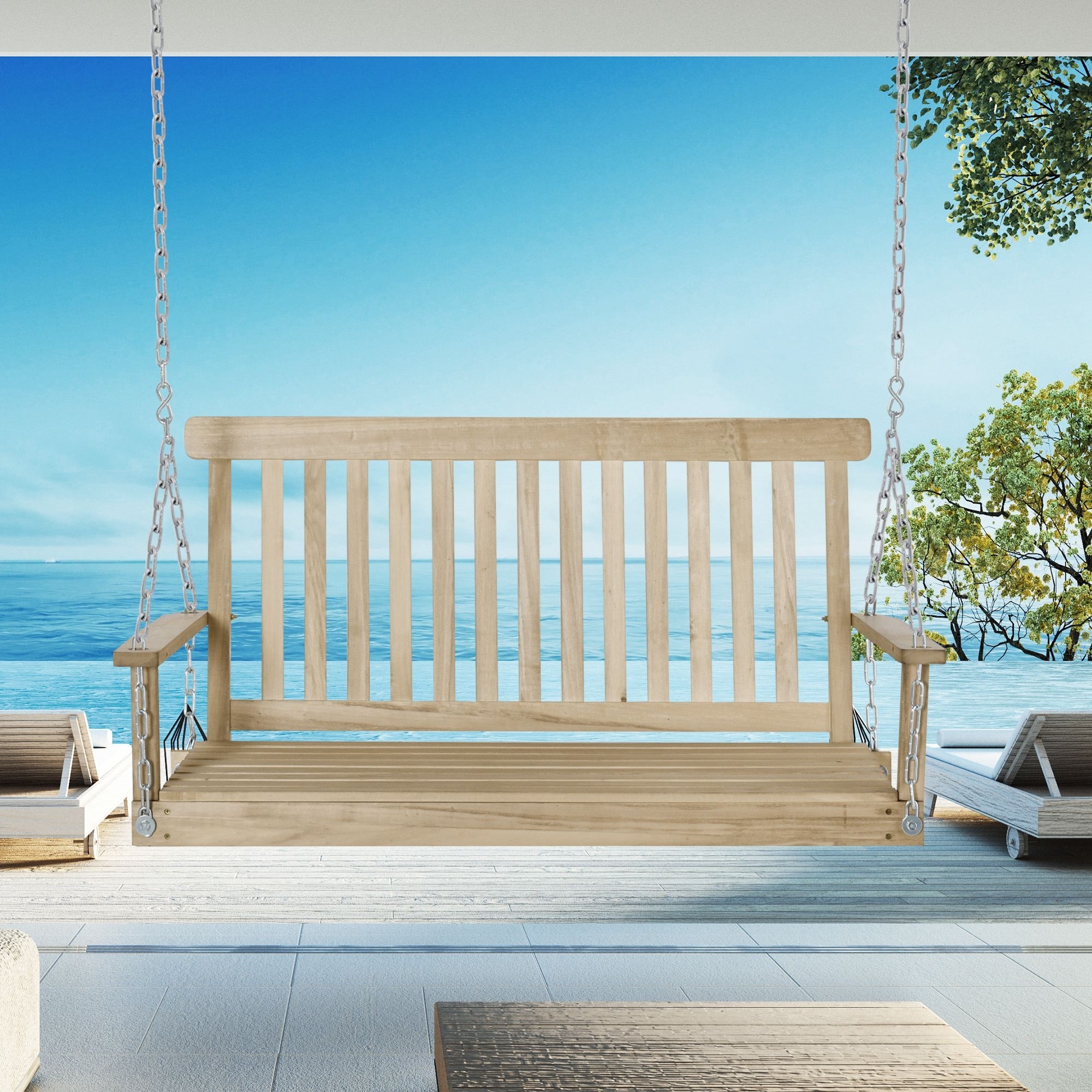 Wooden swing bench 2025 seat