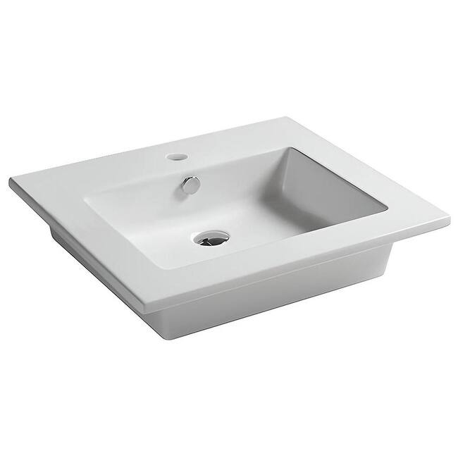 WS Bath Collections Drop 61.01 Drop 24" Rectangular Ceramic Drop In or - Glossy White