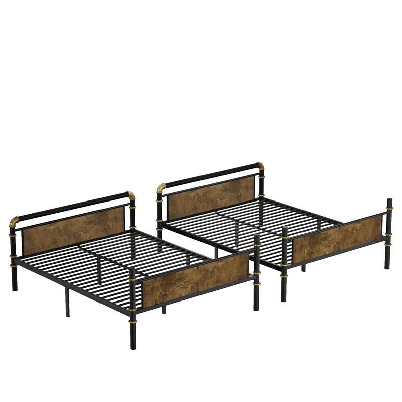 Queen over Queen Metal Bunk Bed Detachable Bunkbeds with Safety Guard Rails
