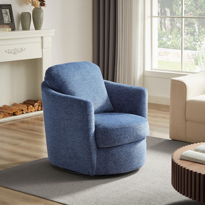 Art Leon Modern Comfortable Corduroy Fabric Swivel Barrel Accent Chair