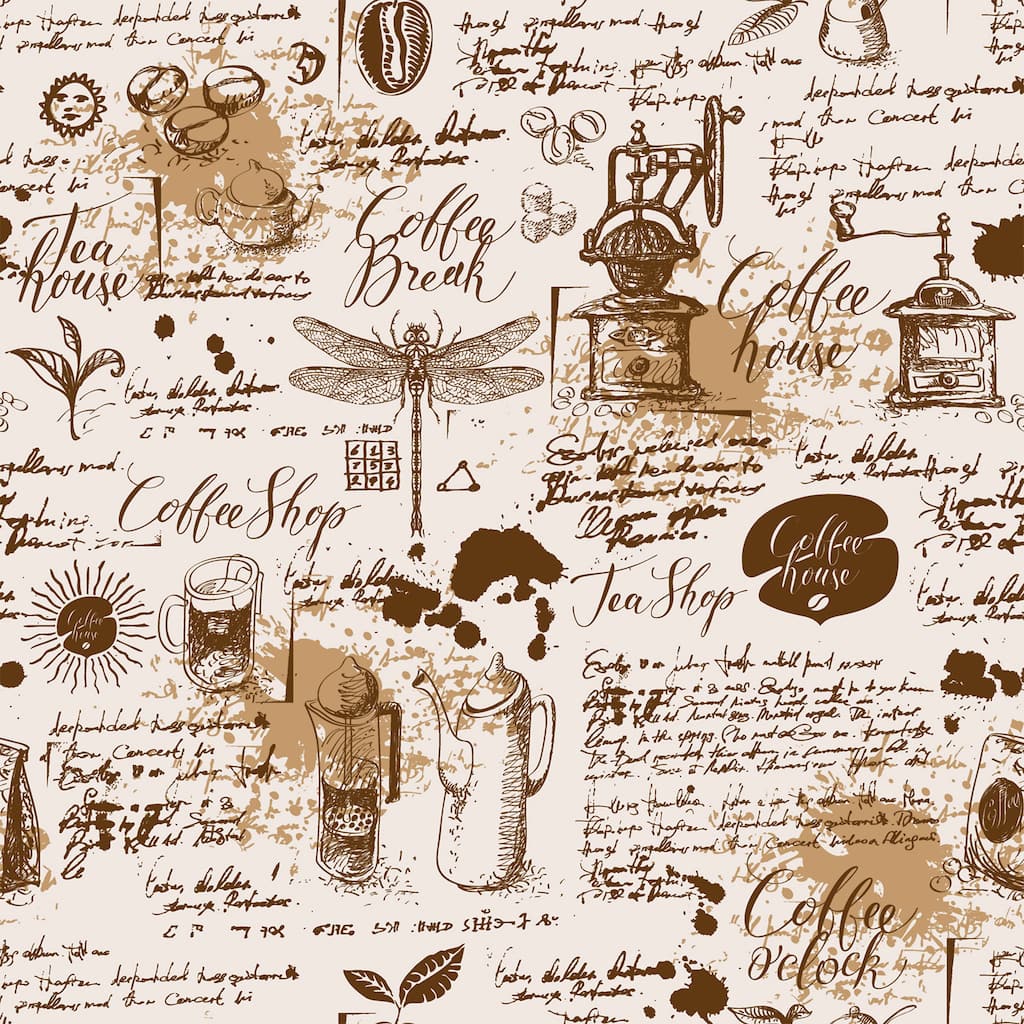 Retro Coffee Theme Removable Wallpaper - 24'' inch x 10'ft