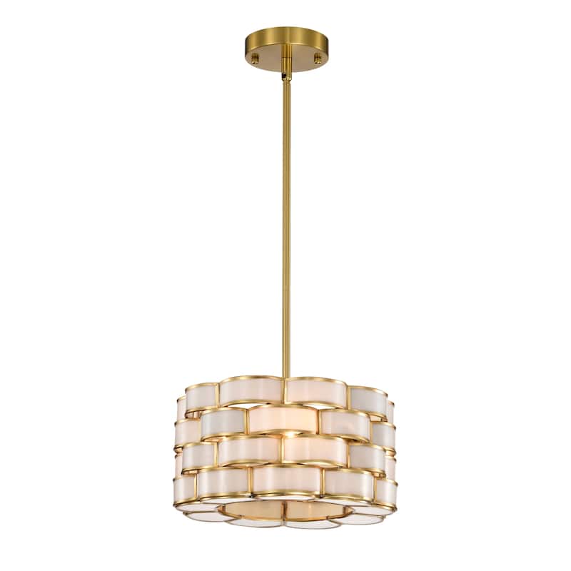 Cribe Brass Trim and White Ribbon Weave Ceiling Light