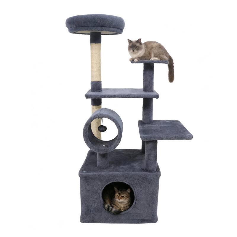 Gymax 48'' Tall Cat Tree w/ Large Condo Padded Top Perch Jute