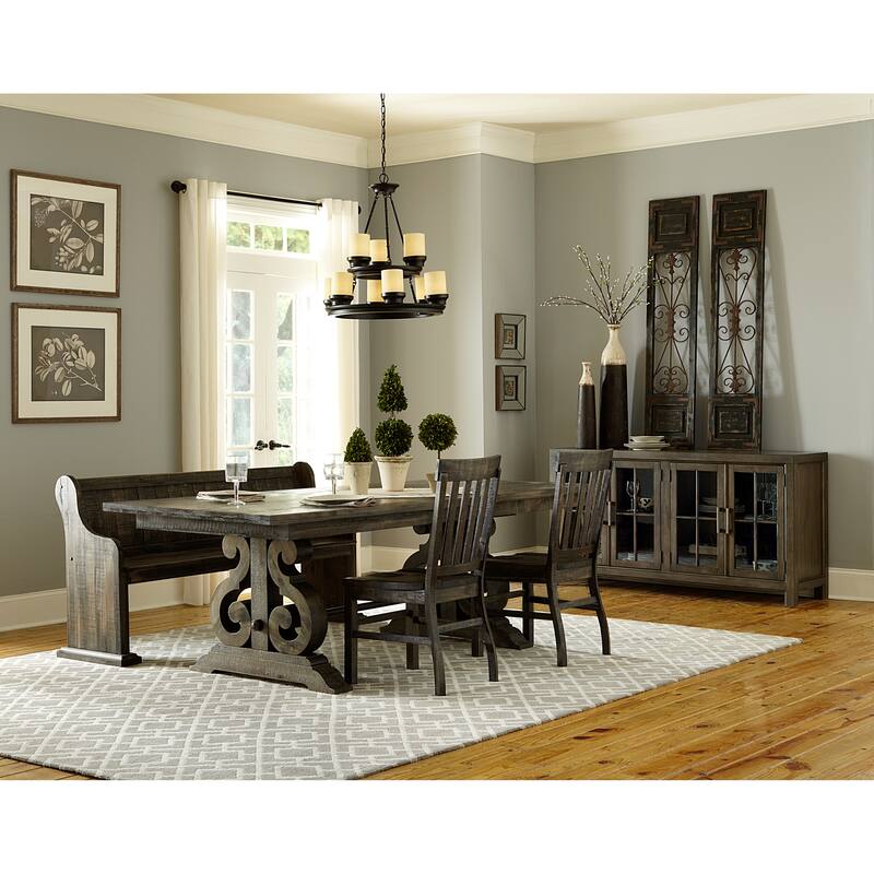 Magnussen Home Bellamy Peppercorn Bench - 67.75"W x 20.5"D x 34.38"H