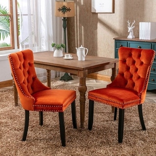 Tufted Solid Wood Contemporary Velvet Upholstered Dining Chairs with ...